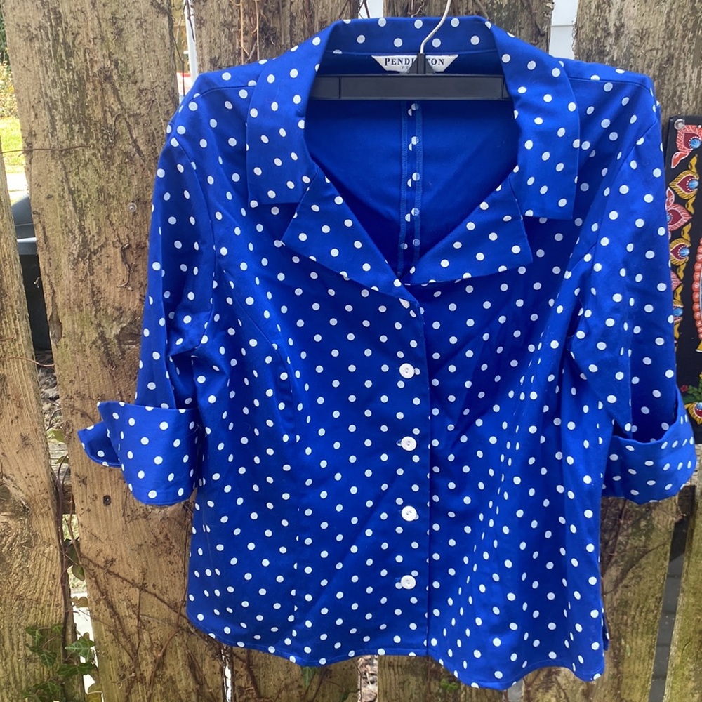 Pendleton Cotton Button Up Polka Dot Spring Top/S… - image 1